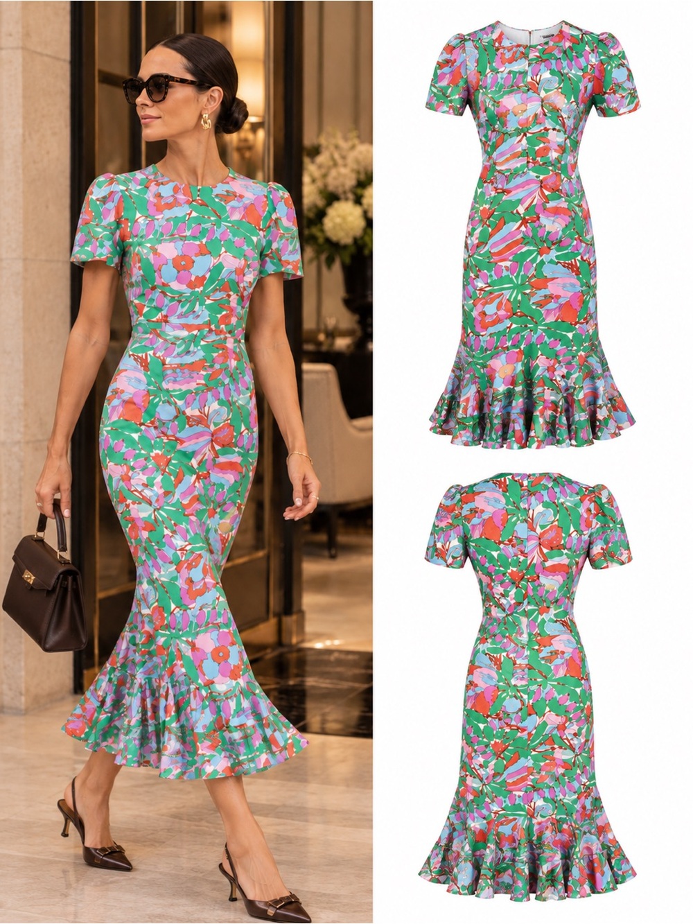 Rhode Lulani White Fleur Tropicale Floral Midi Dress NWT Size 0